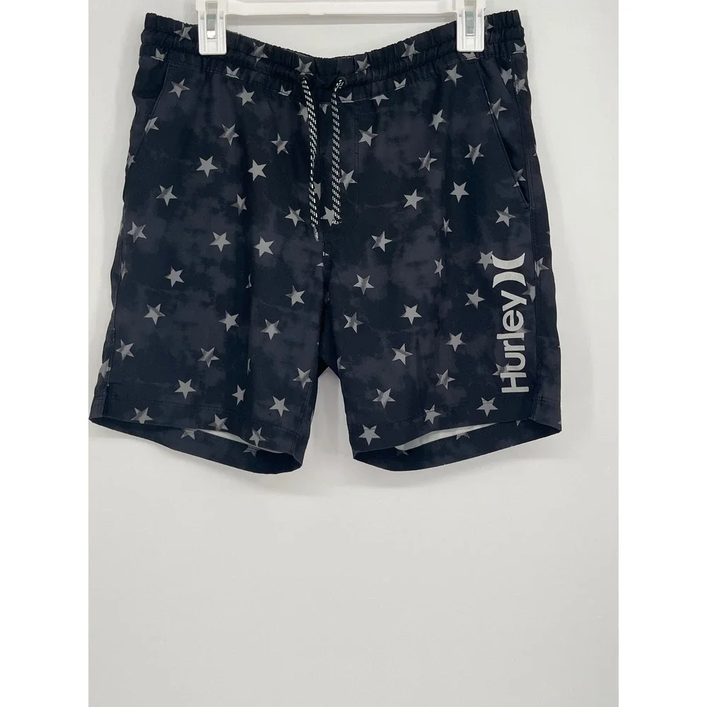 Hurley Star Tie Dye Swim Trunks Men S Black Grey Silver Board Shorts‎ Coastal